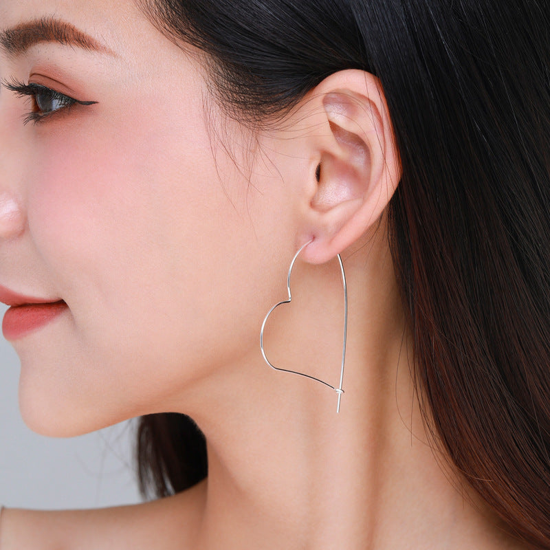 Lavendy Heart Line Hoop Earrings