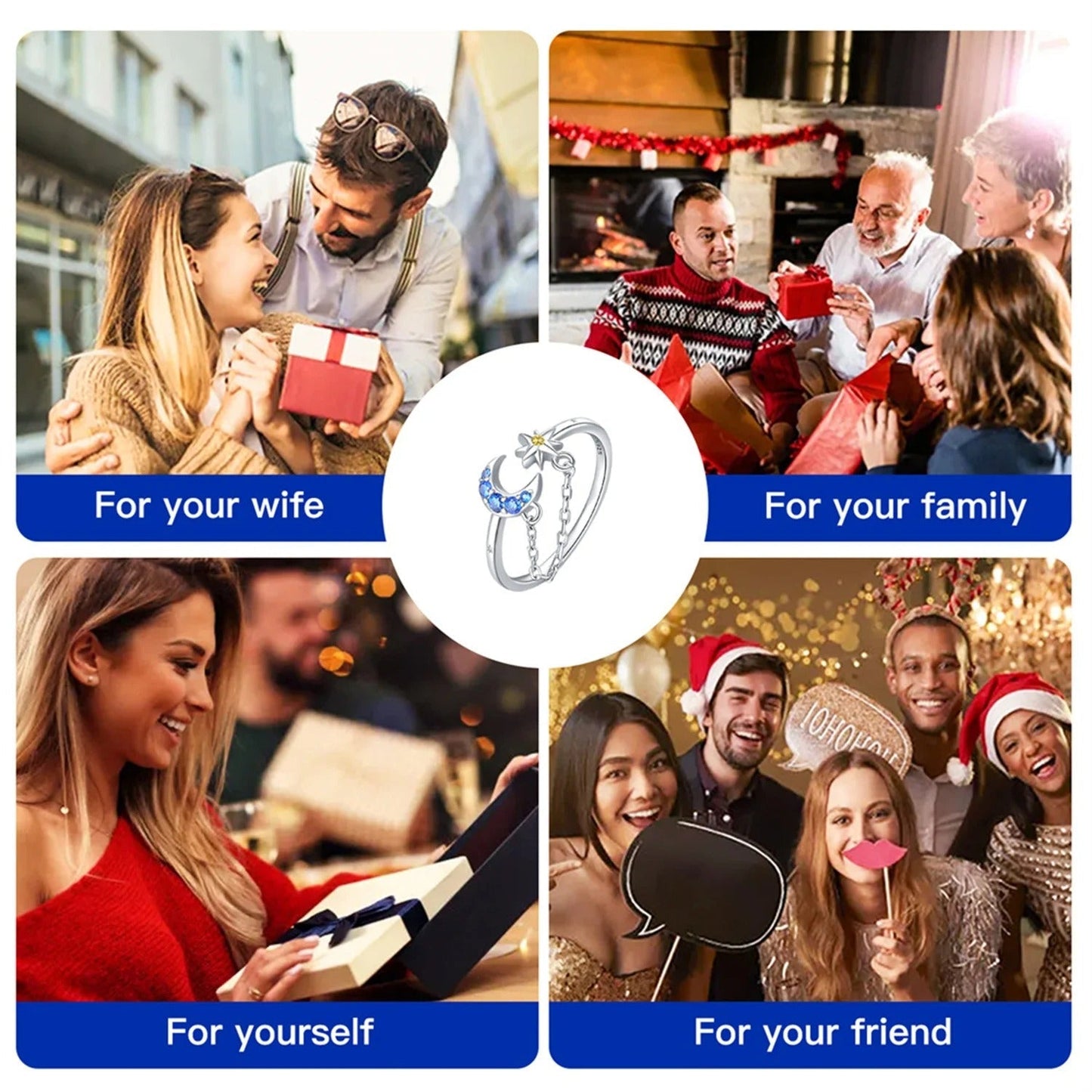 Star Moon Tassel Opening Ring