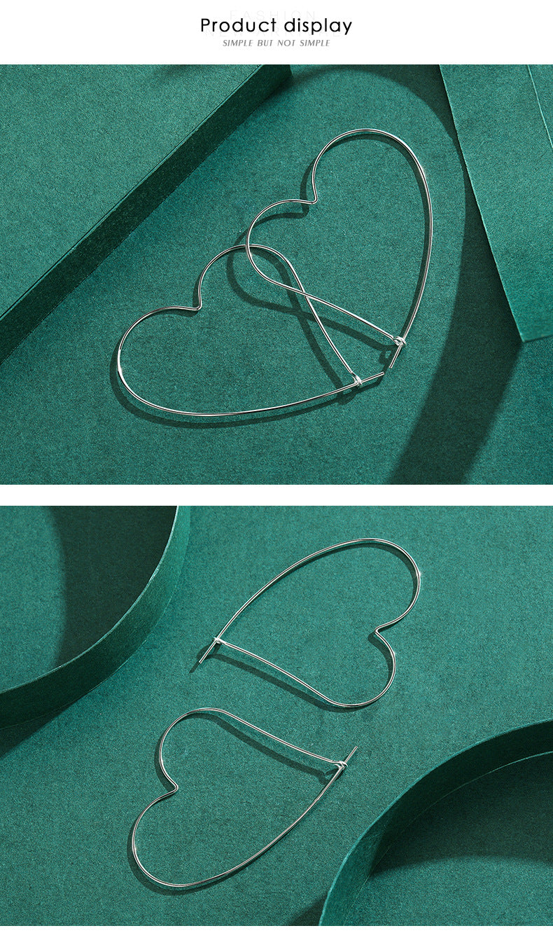 Lavendy Heart Line Hoop Earrings