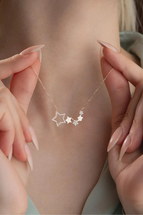 Rose Gold Plated Sterling Silver Star Necklace Dainty Jewelry
