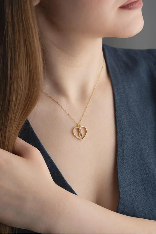 Gold Plated Sterling Silver Heart Necklace Dainty Romantic Jewelry