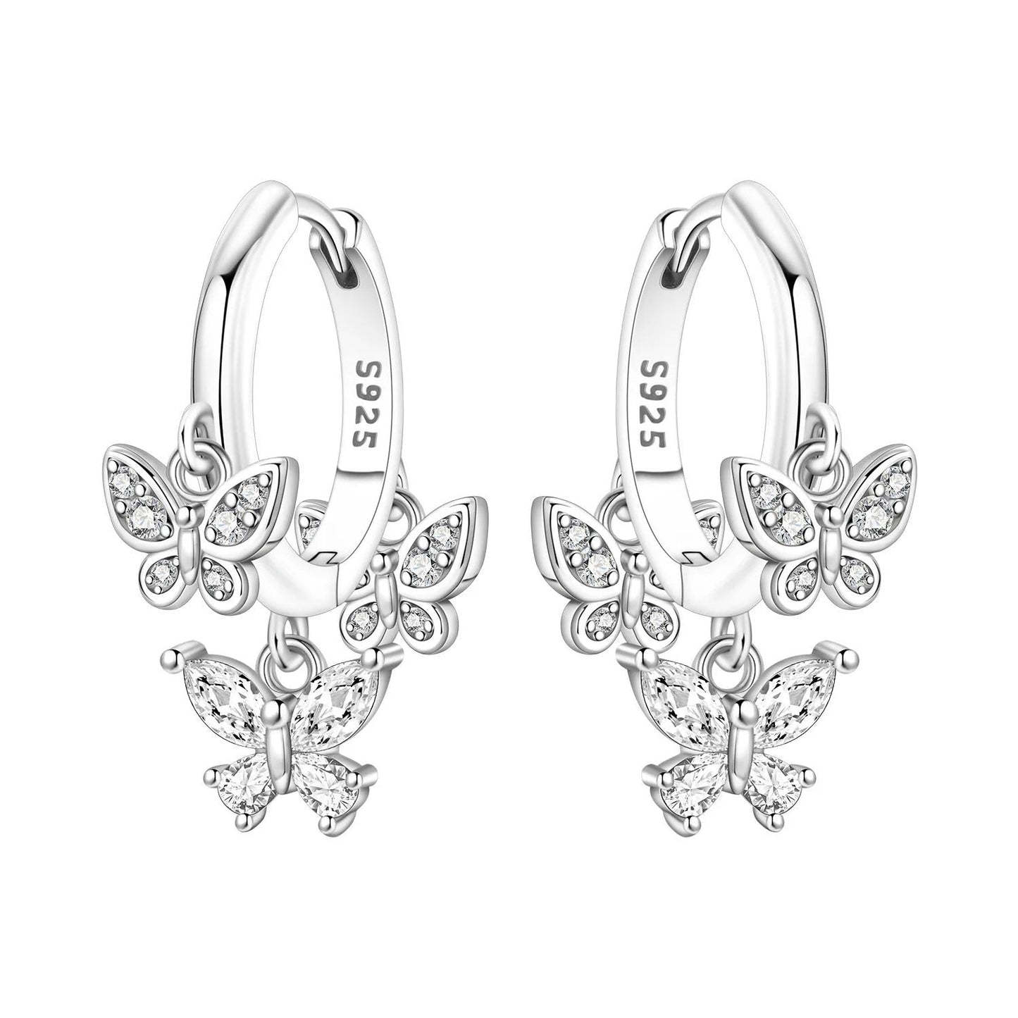 Sparkling Butterfly Insect Drop Earrings