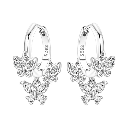 Sparkling Butterfly Insect Drop Earrings
