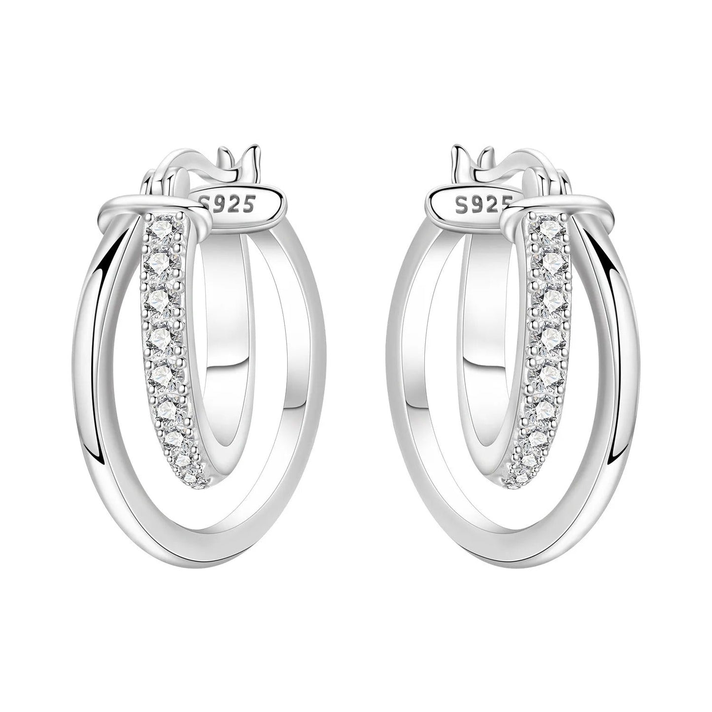 Simple Crossed Double Ring Earrings