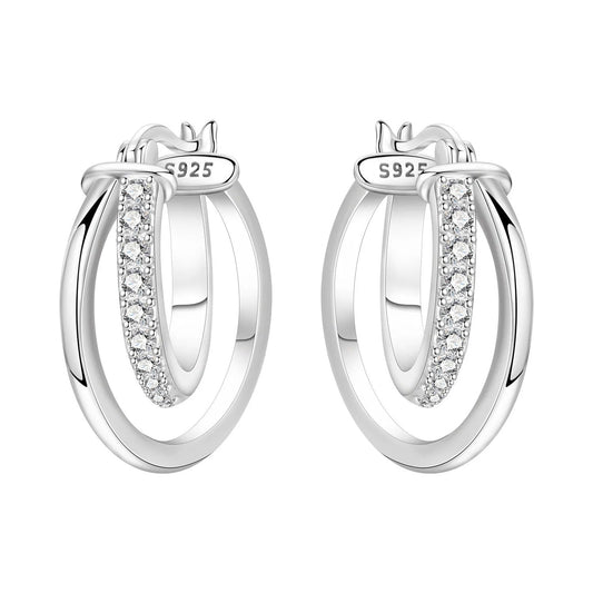 Simple Crossed Double Ring Earrings