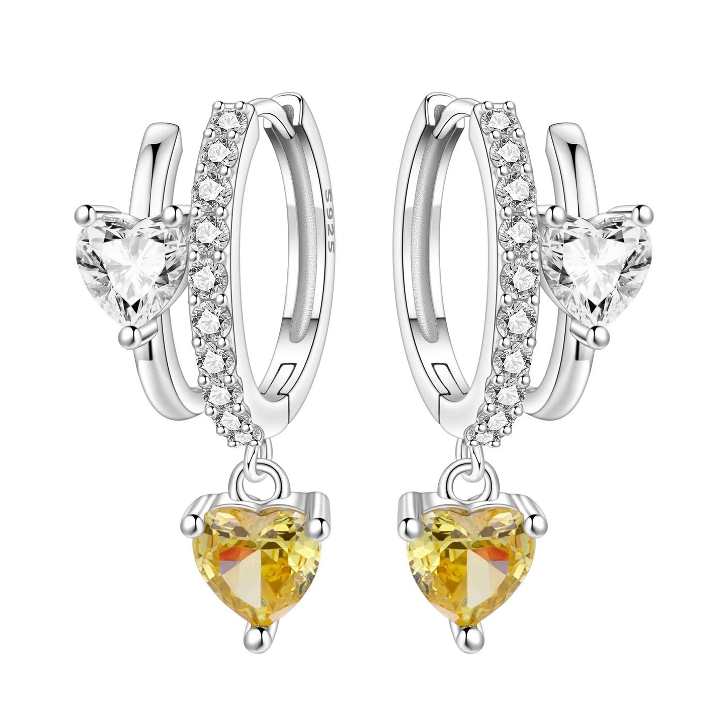 Versatile Double Loop Heart Drop Earrings