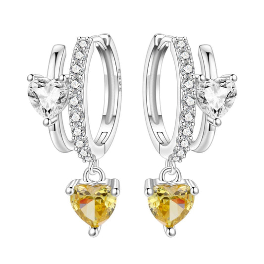 Versatile Double Loop Heart Drop Earrings
