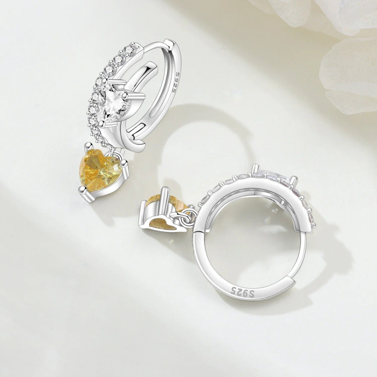 Versatile Double Loop Heart Drop Earrings