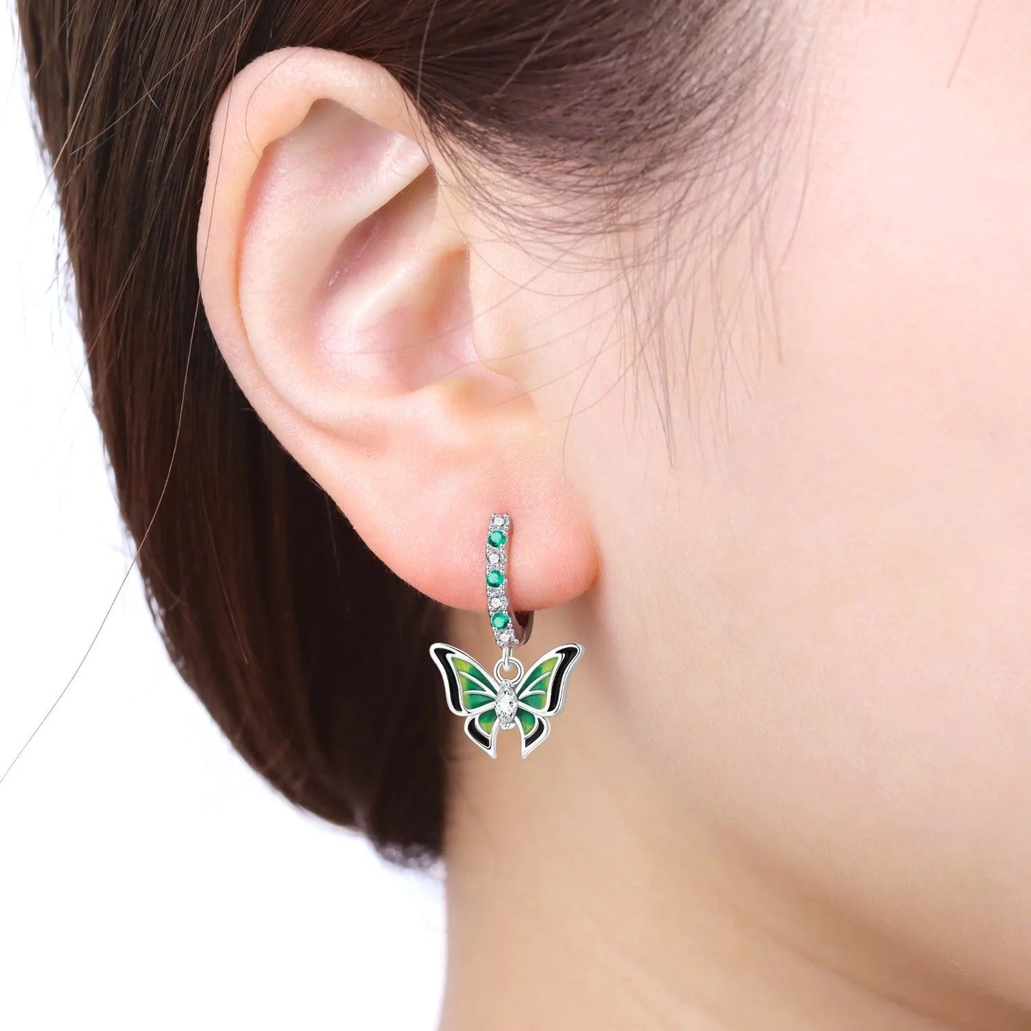 Green Butterfly Insects Earrings