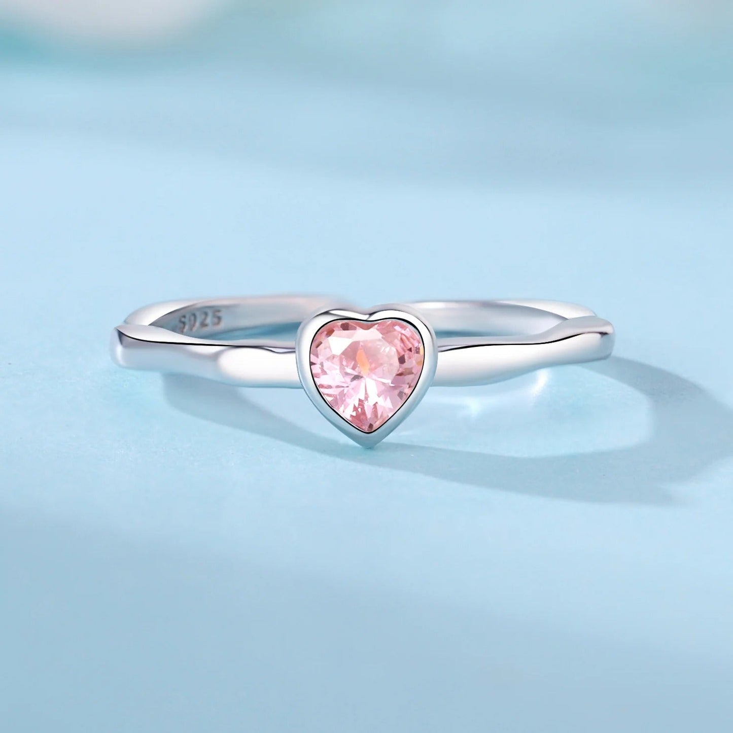Pink Heart-shaped Zircon Opening Ring