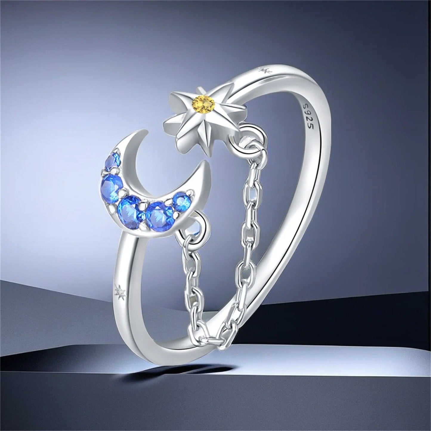 Star Moon Tassel Opening Ring