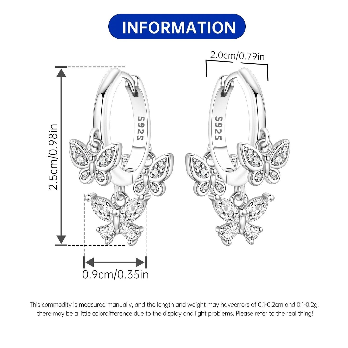 Sparkling Butterfly Insect Drop Earrings