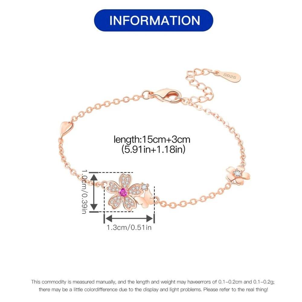 Sweet Pink Cherry Blossom Butterfly Bracelet