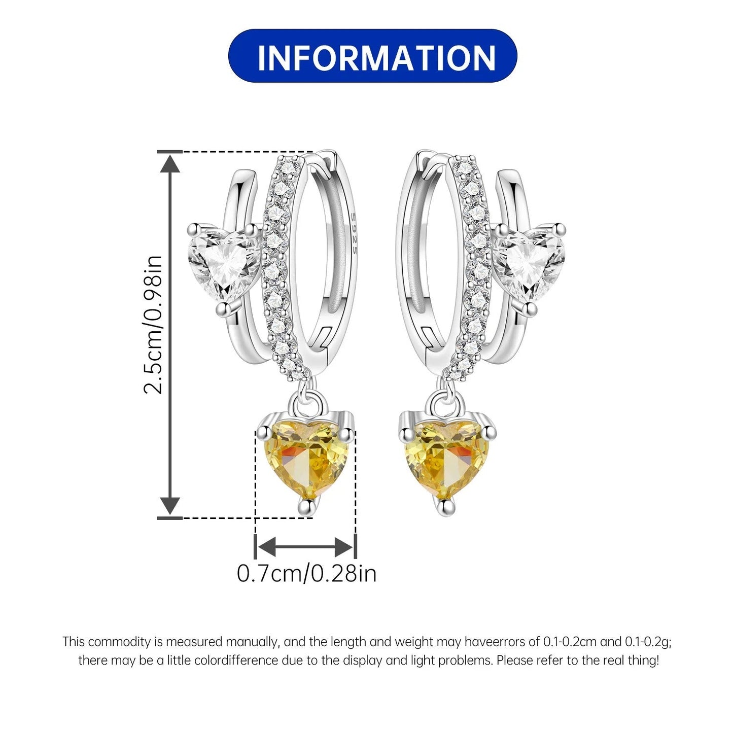 Versatile Double Loop Heart Drop Earrings